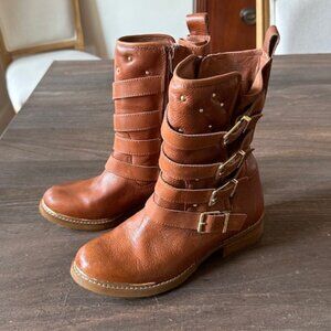 Saddle Brown Leather Gianni Bini Mid-Calf Boots